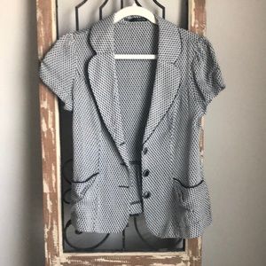 Maurices Black and White Printed Short Sleeve Blazer